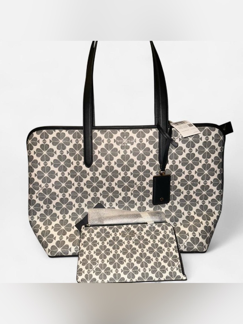 Kate Spade Black & White Tote w/ matching Wallet